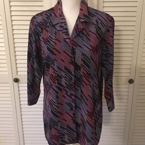 Vintage Notations 80’s 90’s Purple and Pink Blouse shoulder pads